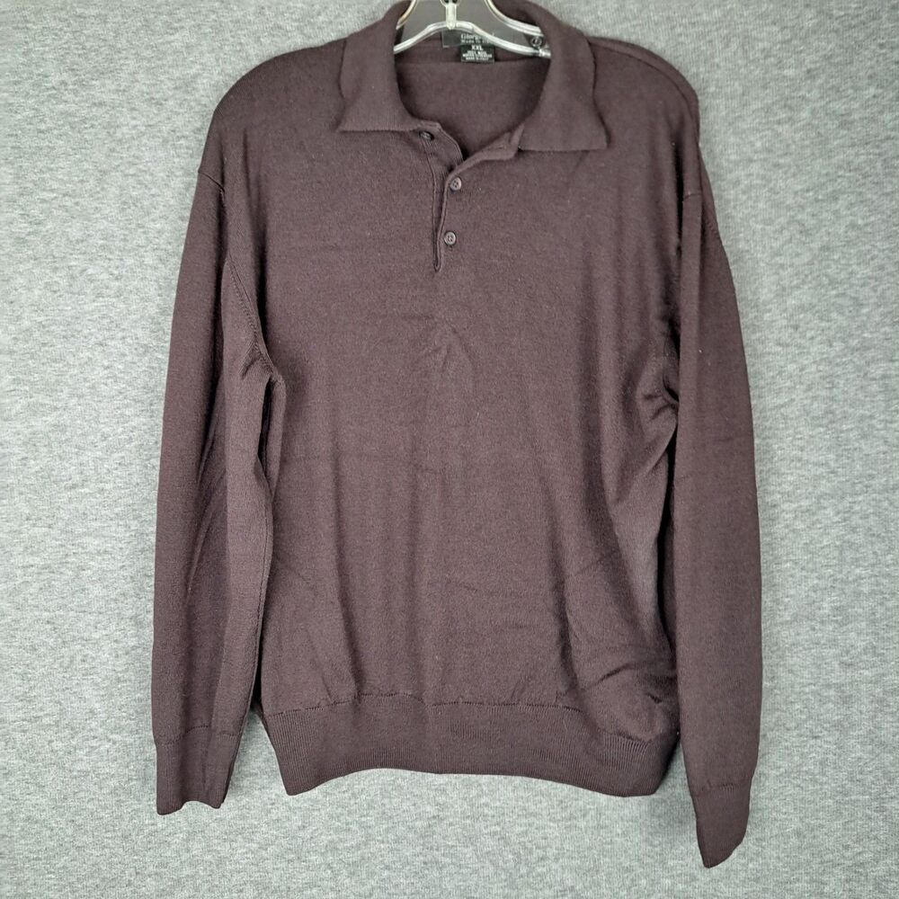 GIORGIOLINI Italy Made‎ Size XXL Mens 100% Wool Red Collared Long Sleeve Sweater
